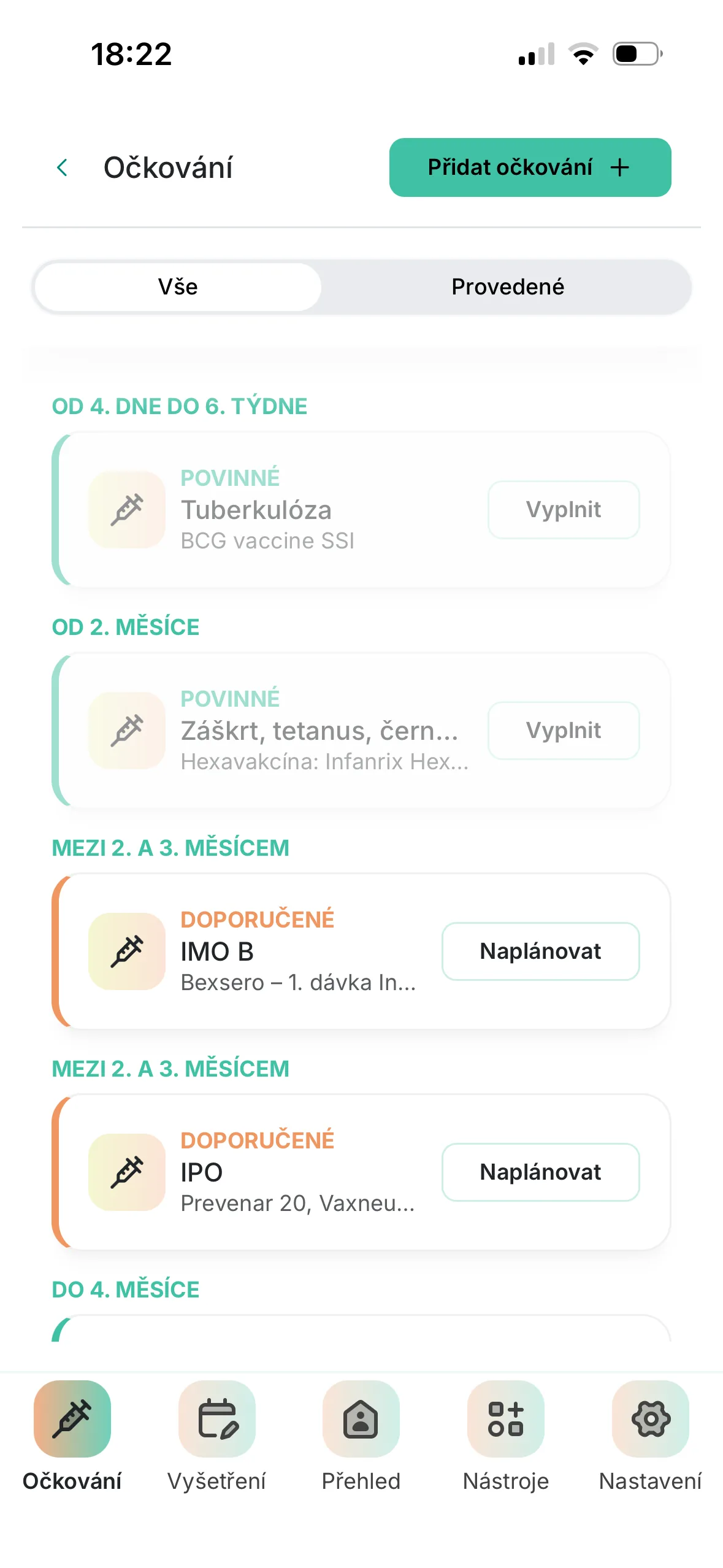 Očkovací kalendář vždy po ruce