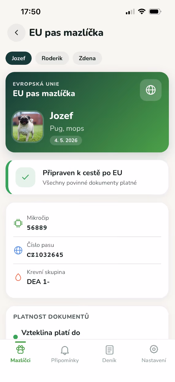 EU pas mazlíčka